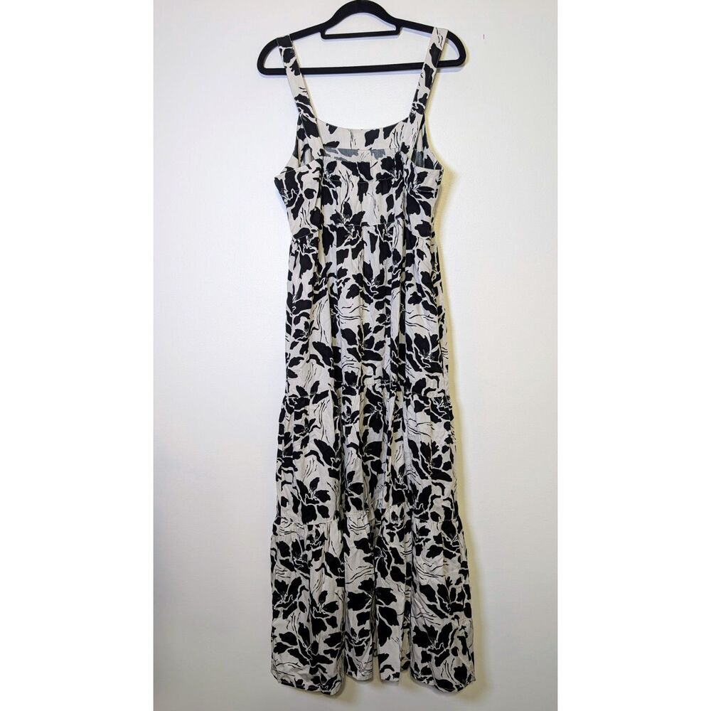 The Drop Britt Tiered Maxi Dress Black White Floral Cottagecore Boho Chic Size M - Picture 3 of 8